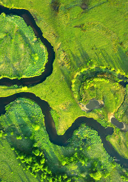 carbon footprint verification aerial view of a water stream