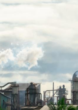 carbon emissions emitting from manufacturing plant