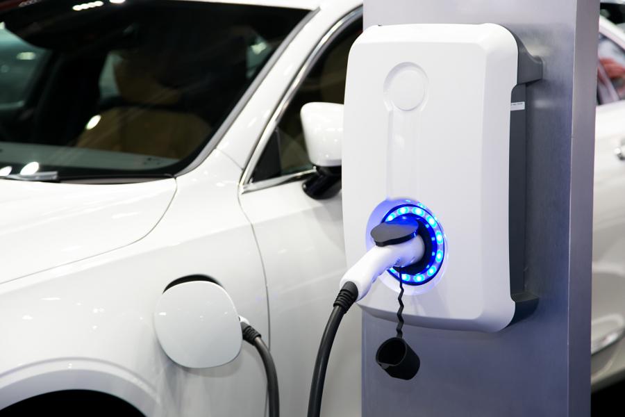 Electric car in electric recharging