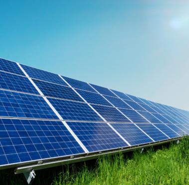 Solar panel in sunny field